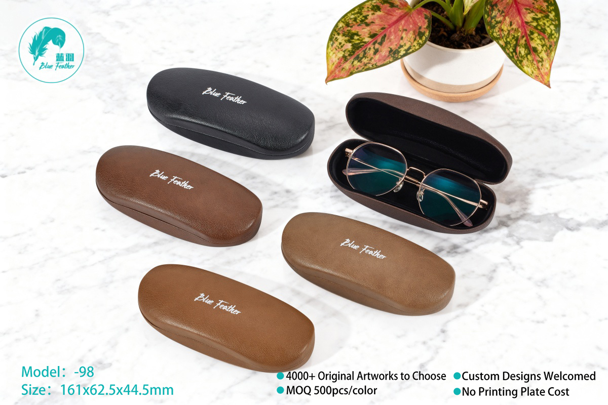 Durable Faux Leather Texture PU Hard Eyewear Case for Professional Optics
